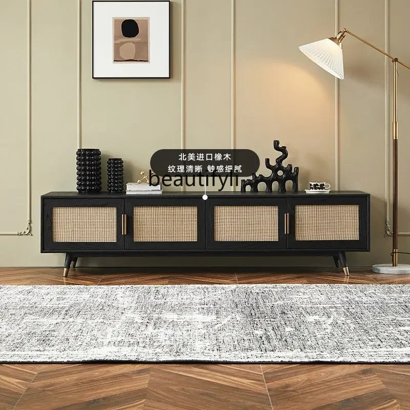 xxzVintage Oak TV Cabinet Rattan Light Luxury Living Room Audiovisual Cabinet Small Apartment Black Floor Cabinet
xxzVintage Oak TV Cabinet Rattan Light Luxury Living Room Audiovisual Cabinet Small Apartment Black Floor Cabinet