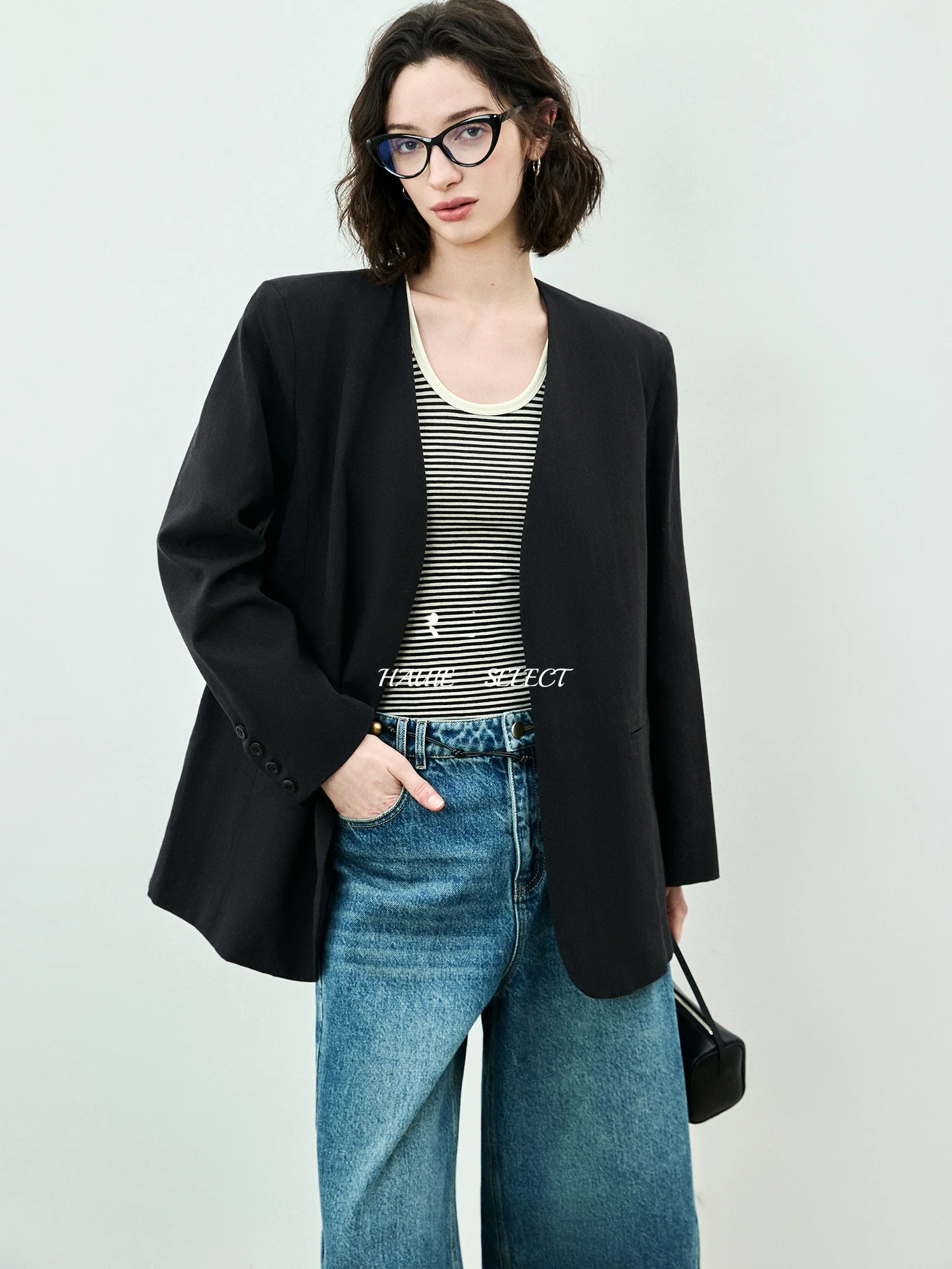 SUK mat V-ne Suit Women's Commute Versatile Outerwear Lightweight Maturi Aosphere Western Sle No-collar Jaet
SUK mat V-ne Suit Women's Commute Versatile Outerwear Lightweight Maturi Aosphere Western Sle No-collar Jaet