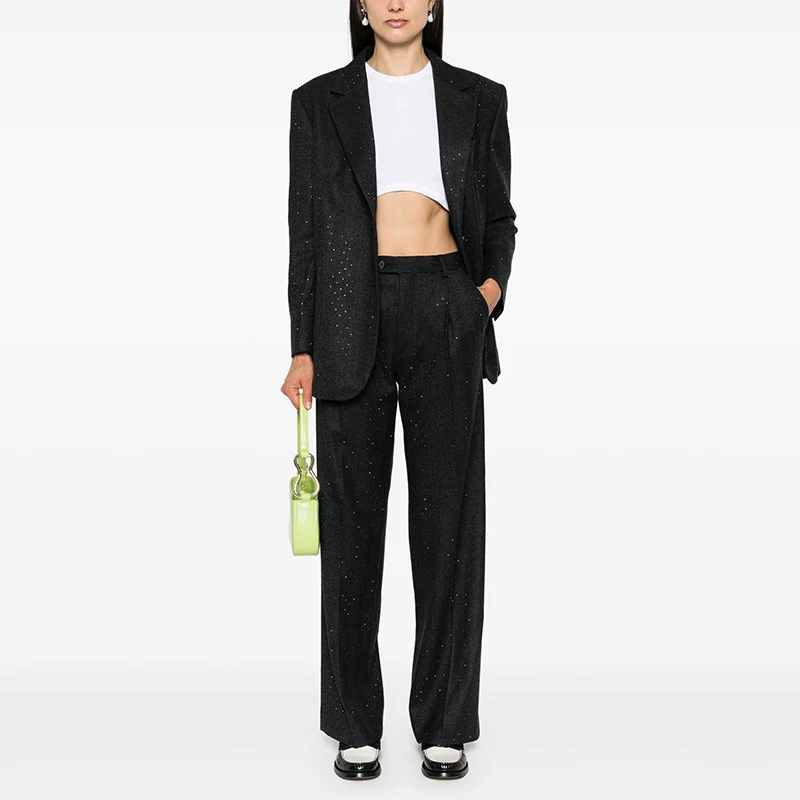 Masion Women's Winter New Sle Diamond Decorated Wool Wide Leg Pants Straight Cut Trousers Ele Commute mid Waist Long Pants
Masion Women's Winter New Sle Diamond Decorated Wool Wide Leg Pants Straight Cut Trousers Ele Commute mid Waist Long Pants