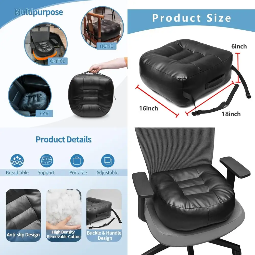 Extra-Thick Ergonomic Office Chair Cushion - Breathable, Adjustable, 18x16x6 Black
Extra-Thick Ergonomic Office Chair Cushion - Breathable, Adjustable, 18x16x6 Black