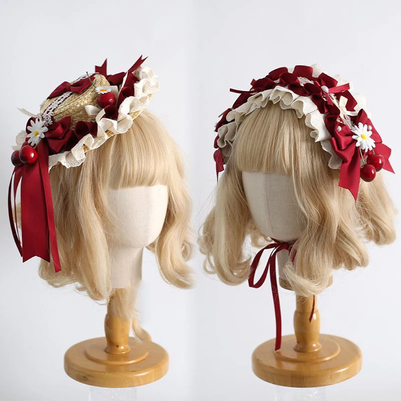 Ribbon Bow Hairband with Hairpins Red Cherry Daisy Girls Lolita Lace Ruffled Headband Clips Sweet Anime Maid Cosplay Headdress
Ribbon Bow Hairband with Hairpins Red Cherry Daisy Girls Lolita Lace Ruffled Headband Clips Sweet Anime Maid Cosplay Headdress