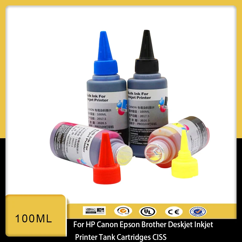 100ml Universal Dye Ink BK C M Y Kit Compatible For HP Canon Epson Brother Deskjet Inkjet Printer Tank Cartridges CISS
100ml Universal Dye Ink BK C M Y Kit Compatible For HP Canon Epson Brother Deskjet Inkjet Printer Tank Cartridges CISS