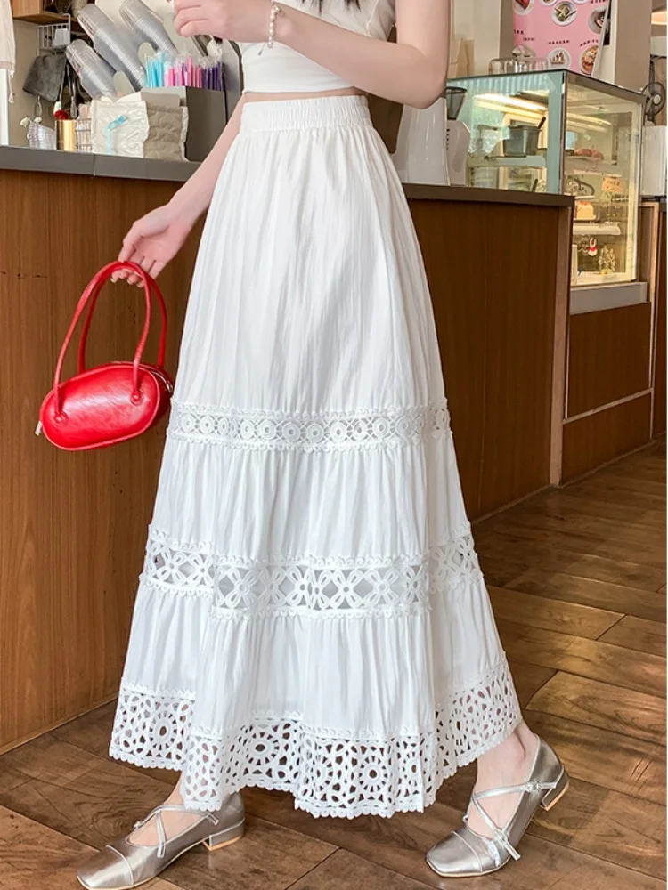 SMTHMA New Fashion Design Lace Hollow Out High Waiste Skirt For Women Spring Summer Sweet Mid Length Cake Skirt
SMTHMA New Fashion Design Lace Hollow Out High Waiste Skirt For Women Spring Summer Sweet Mid Length Cake Skirt