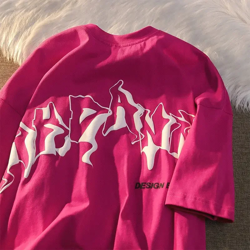 Cotton design sense American rose red short sleeved t-shirt female ins tide dragon fruit color couple top summer women clothing
Cotton design sense American rose red short sleeved t-shirt female ins tide dragon fruit color couple top summer women clothing