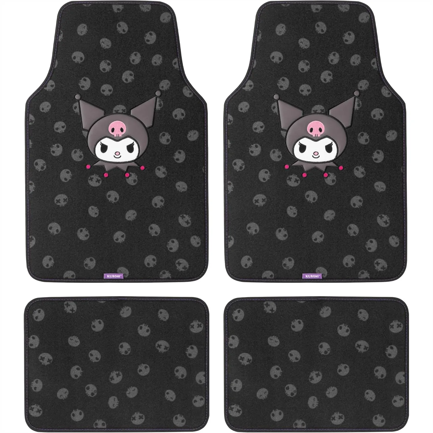 Kuromi Carpet Floor Mats, Universal Fit for Cars SUVs Trucks, Black with Purple Pink Accents, 4 Piece Set
Kuromi Carpet Floor Mats, Universal Fit for Cars SUVs Trucks, Black with Purple Pink Accents, 4 Piece Set