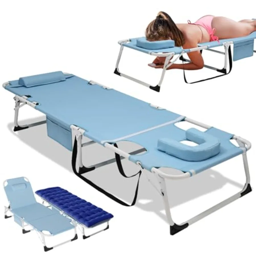 3 in 1 Sun Tanning Chair with Face Arm Hole Heavy Duty Folding Chaise Lounge Chairs 5-Position Outdoor Lounge Chair for Beach P
3 in 1 Sun Tanning Chair with Face Arm Hole Heavy Duty Folding Chaise Lounge Chairs 5-Position Outdoor Lounge Chair for Beach P