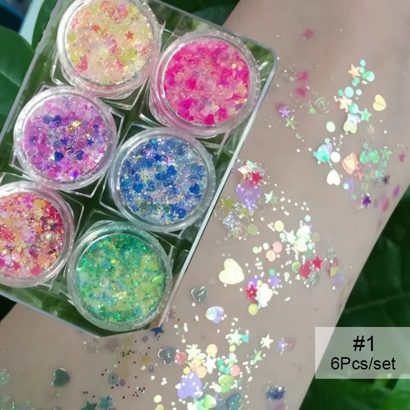 6 Boxs Glitter Flakes Irregular Sequins Eyeshadow Glitter Gel Nail Glitter Gel Heart Star Moon Loose Sequins Nail Art Decoration
6 Boxs Glitter Flakes Irregular Sequins Eyeshadow Glitter Gel Nail Glitter Gel Heart Star Moon Loose Sequins Nail Art Decoration
