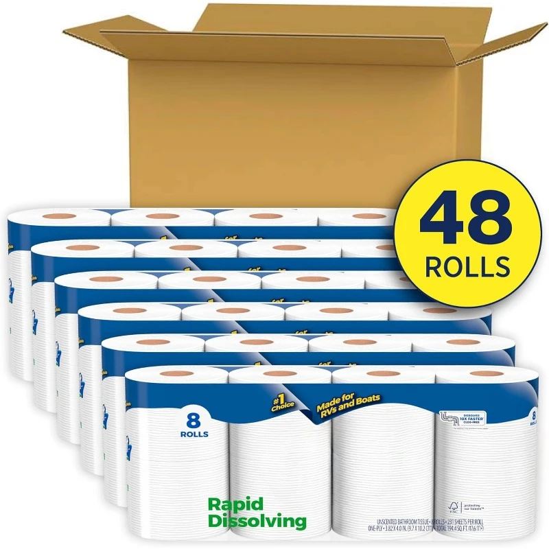 Rapid-Dissolving Toilet Paper, 48 Double Rolls (6 Packs of 8), Sustainable, Septic-Safe, Toilet Paper
Rapid-Dissolving Toilet Paper, 48 Double Rolls (6 Packs of 8), Sustainable, Septic-Safe, Toilet Paper