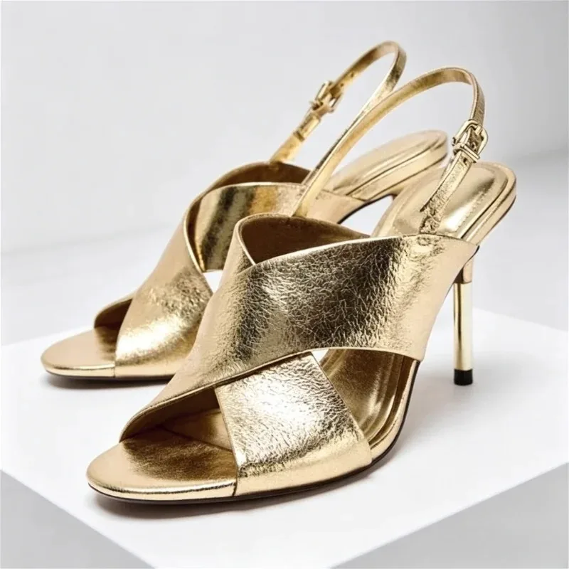 Luxury Designer Wide Cross Strap Gold Heeled Sandals Women Sexy Open Toe Backless Strap Heels Ladies Elegant Party Dress Pumps
Luxury Designer Wide Cross Strap Gold Heeled Sandals Women Sexy Open Toe Backless Strap Heels Ladies Elegant Party Dress Pumps