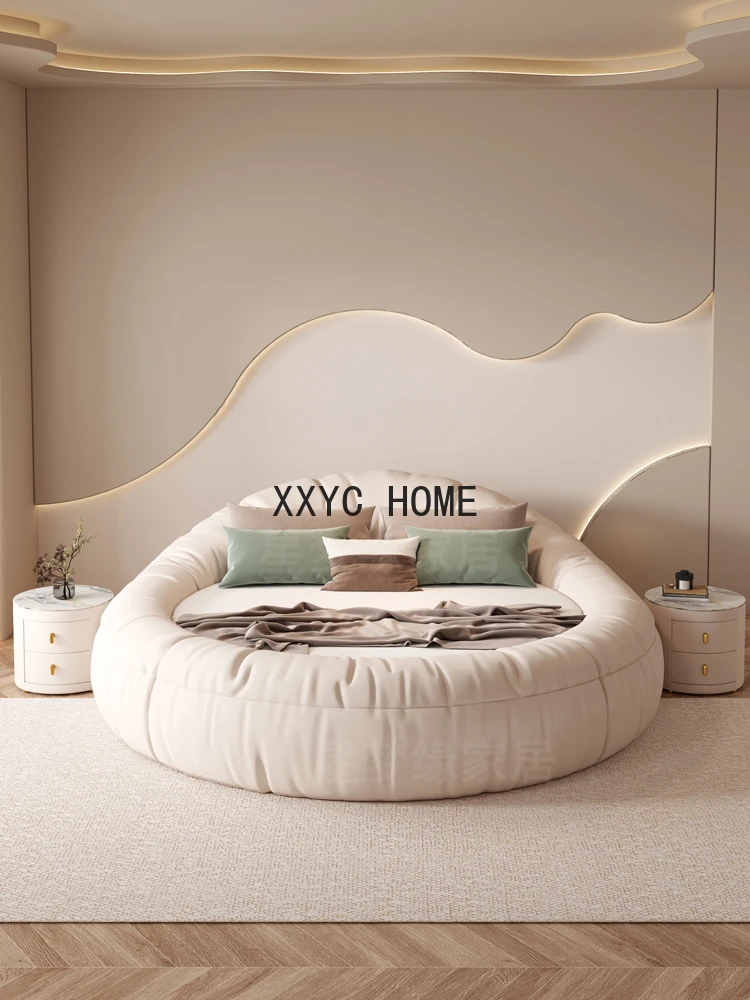 Cream Style Technology Fabric Large round Bed round Double Male Master Bedroom Couple Homestay Hotel Couple Luxury Marriage Bed
Cream Style Technology Fabric Large round Bed round Double Male Master Bedroom Couple Homestay Hotel Couple Luxury Marriage Bed