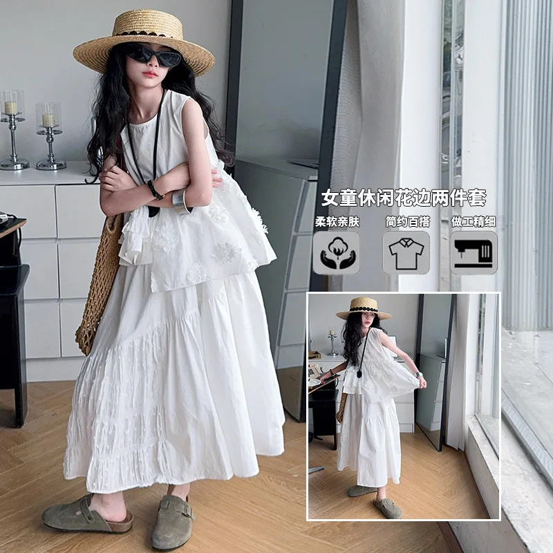 summer chic 4-14 cotton white teen girl dress clothes set Irregular 3D flowers vest tops long skirt 2pcs junior kid outfuts suit
summer chic 4-14 cotton white teen girl dress clothes set Irregular 3D flowers vest tops long skirt 2pcs junior kid outfuts suit