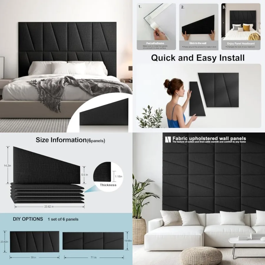 Fabric Upholstered Wall Mounted Headboard for Bed Panels: Stick-On Headboard in Matte - Soundproof Padding for Bedroom and Livi
Fabric Upholstered Wall Mounted Headboard for Bed Panels: Stick-On Headboard in Matte - Soundproof Padding for Bedroom and Livi