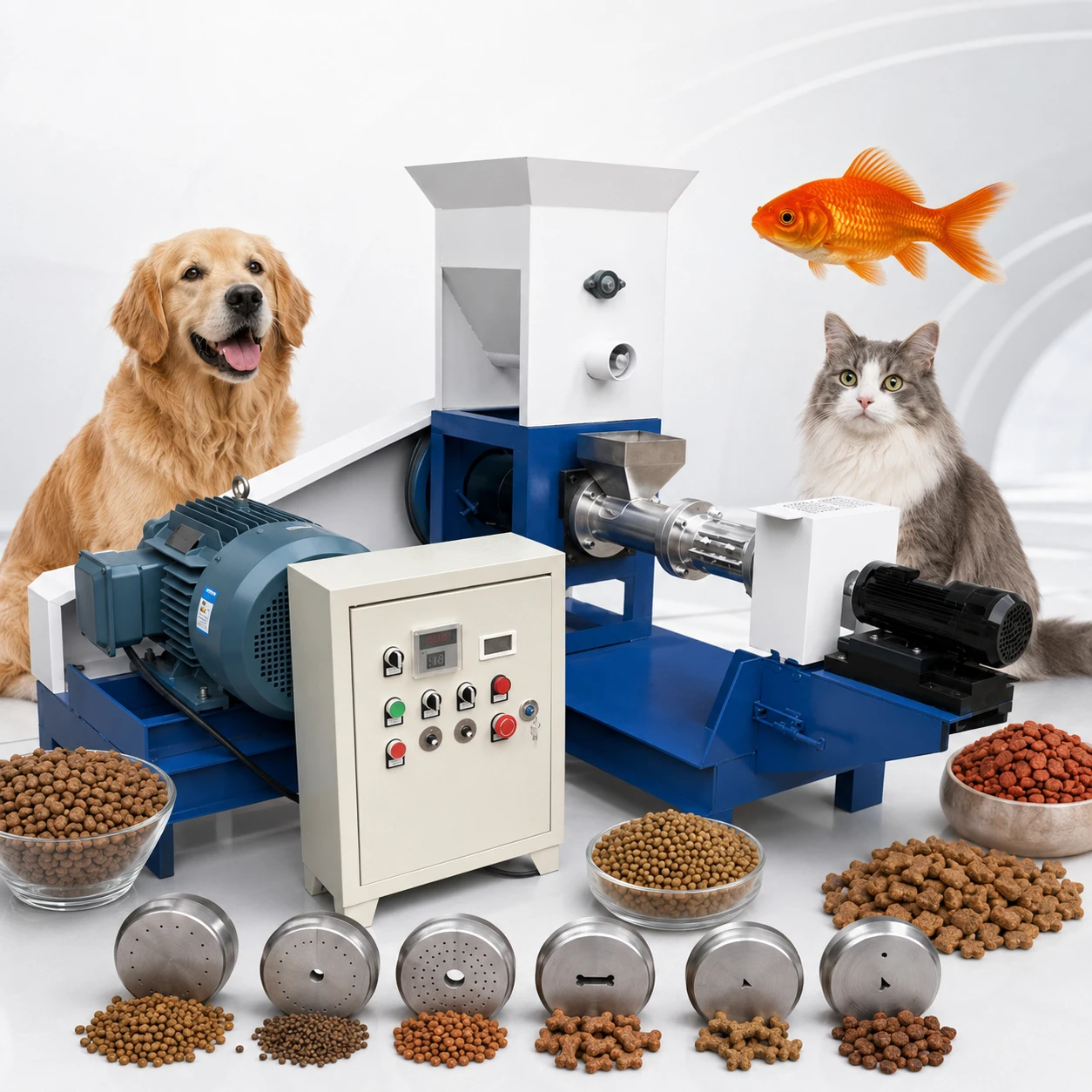 Floating and Sinking Fish Feed Extruder with Preconditioner 1 to 10 mm Pellet Size 99 Percent Floatation Rate
Floating and Sinking Fish Feed Extruder with Preconditioner 1 to 10 mm Pellet Size 99 Percent Floatation Rate