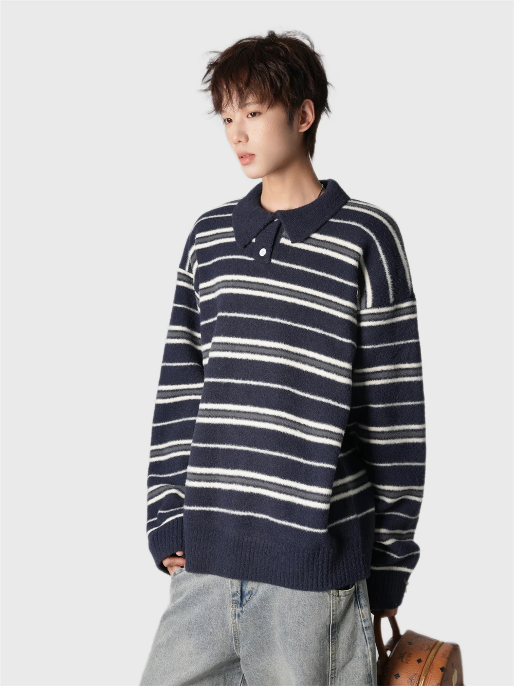 Olive Green Collar Knitted Sweater Men's Stripe Pattern Couple's Warm Casual Style Long Sleeve Regular Fit Knitwear
Olive Green Collar Knitted Sweater Men's Stripe Pattern Couple's Warm Casual Style Long Sleeve Regular Fit Knitwear