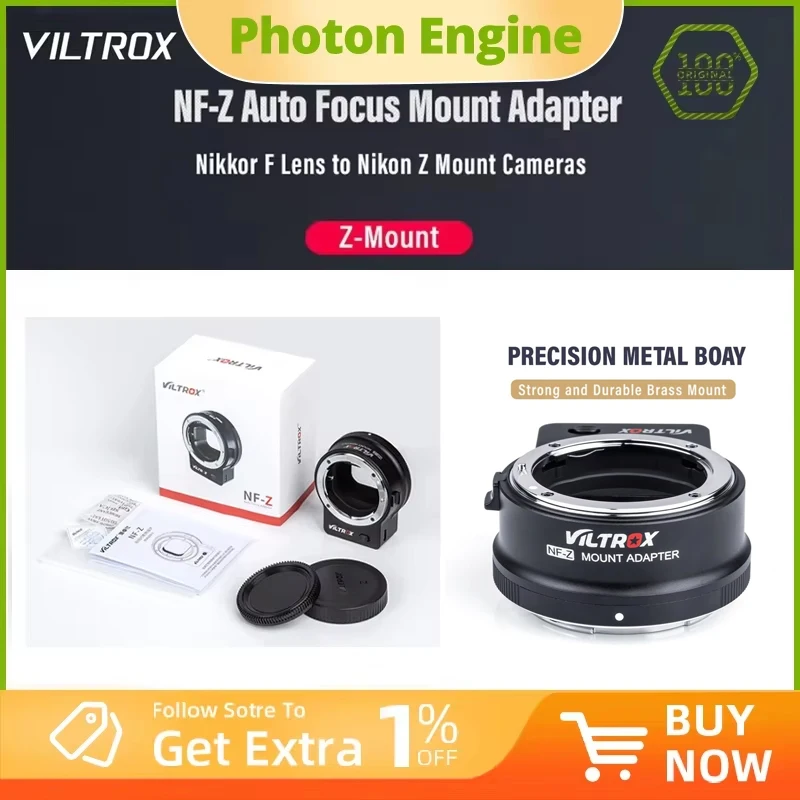 VILTROX Camera Mount Adapter NF-Z for Nikon F Lens to Nikon Z Auto Focus Full Frame Lens Adapter for Nikon Z6 II Z7 Z50 Z30 Z9
VILTROX Camera Mount Adapter NF-Z for Nikon F Lens to Nikon Z Auto Focus Full Frame Lens Adapter for Nikon Z6 II Z7 Z50 Z30 Z9
