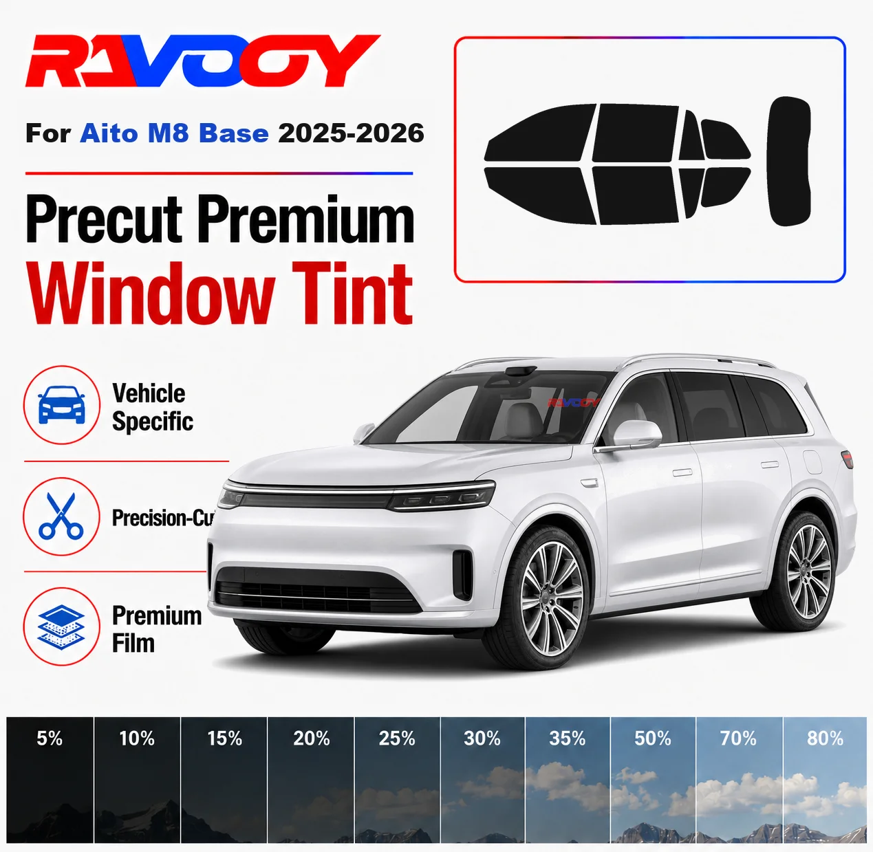 Premium Precut Window Tint Kit Front Windows Rear Windows Rear Windshield For Aito M8 Base 2025-2026 Car Solar Nano Ceramic Film
Premium Precut Window Tint Kit Front Windows Rear Windows Rear Windshield For Aito M8 Base 2025-2026 Car Solar Nano Ceramic Film
