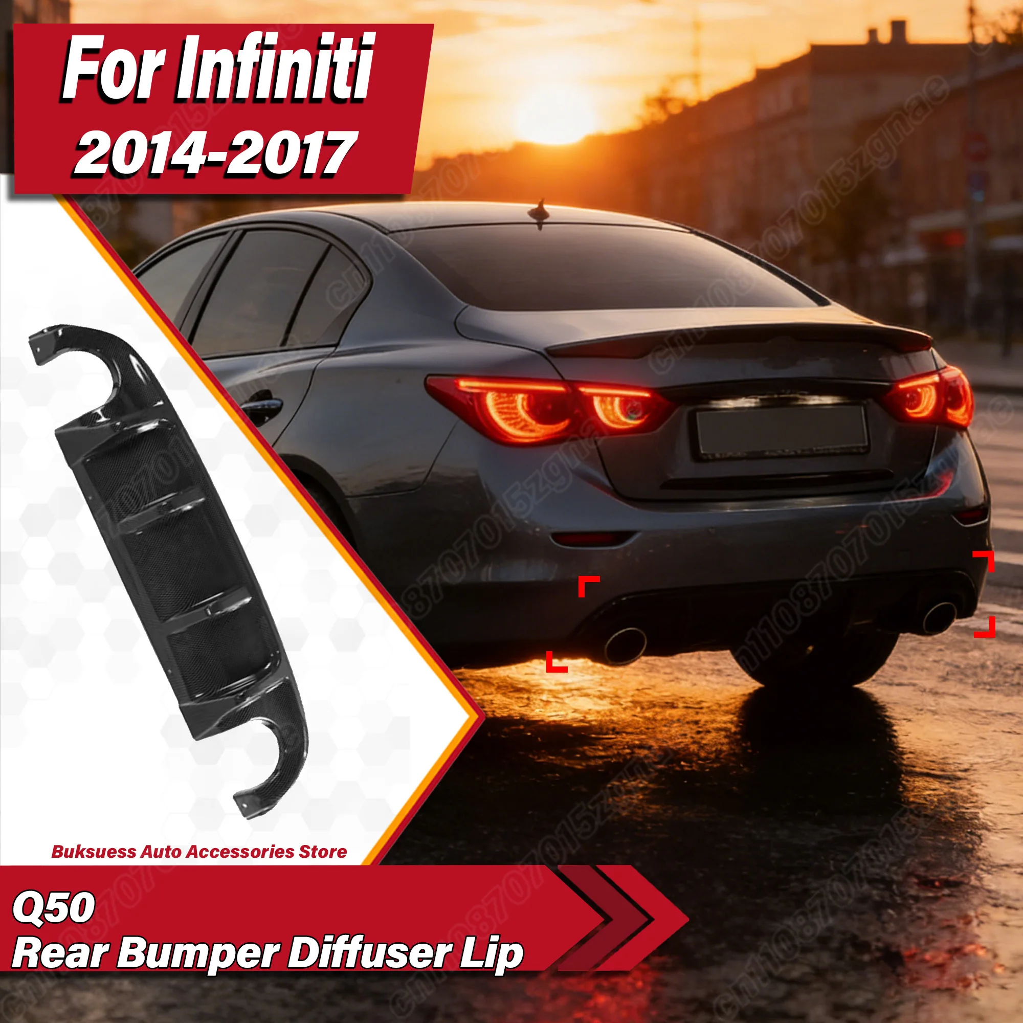 For Infiniti Q50 2014 2015 2016 2017 Auto Rear Bumper Diffuser Lip Car Rear Valance Splitter Body Decorate Modification Kit
For Infiniti Q50 2014 2015 2016 2017 Auto Rear Bumper Diffuser Lip Car Rear Valance Splitter Body Decorate Modification Kit