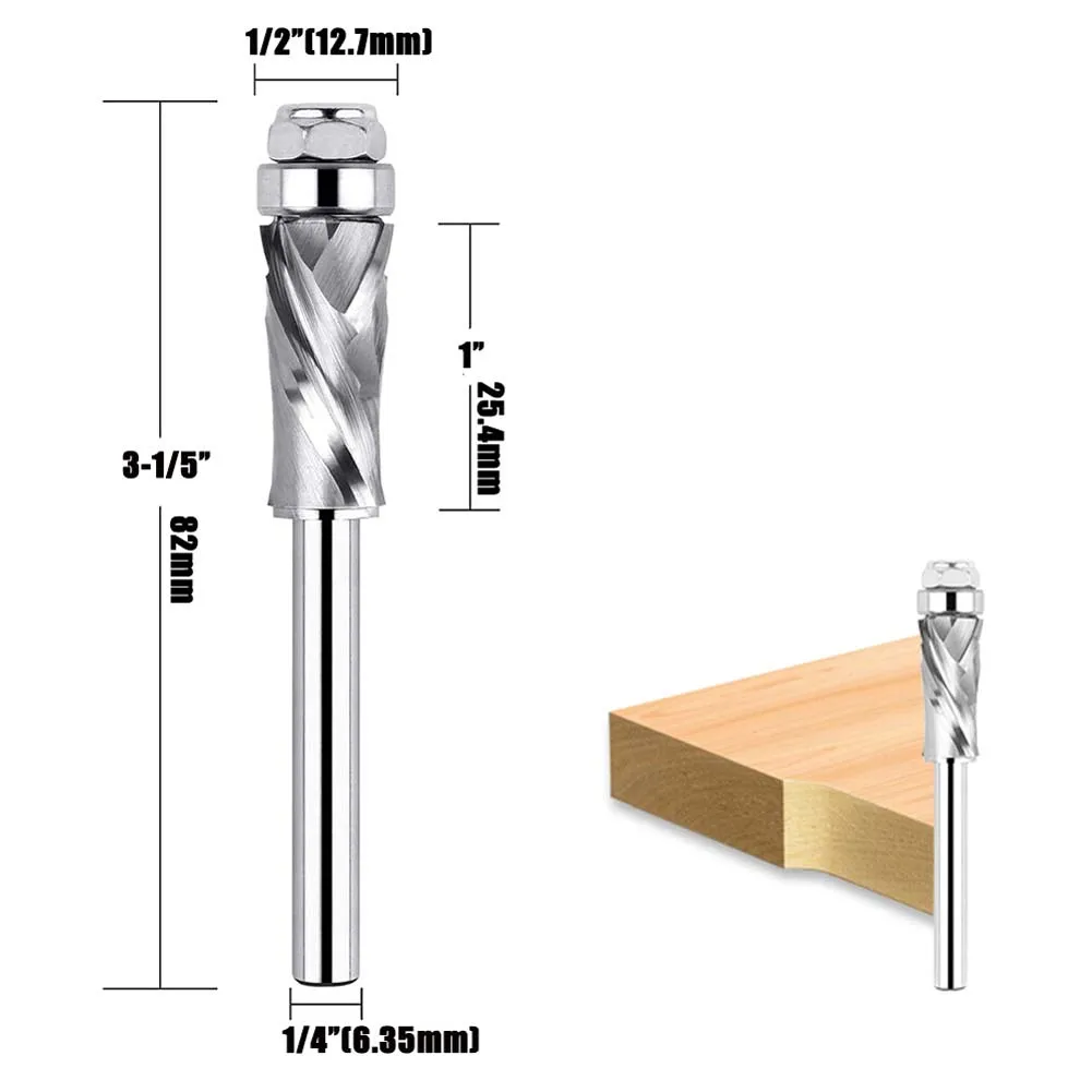 Wood Router Bit with Bottom Bearing Compression Spiral Flush Trimming and UpDown Cutting Including Hook and Shear Angles
Wood Router Bit with Bottom Bearing Compression Spiral Flush Trimming and UpDown Cutting Including Hook and Shear Angles