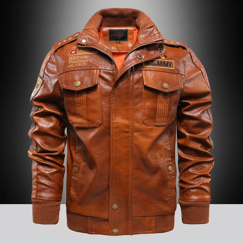 Collar Casual Fashion Windbreaker Men's Winter Leather Jacket Motorcycle PU Windproof Leather Jacket Mens Stand 4XL Leather Jack
Collar Casual Fashion Windbreaker Men's Winter Leather Jacket Motorcycle PU Windproof Leather Jacket Mens Stand 4XL Leather Jack