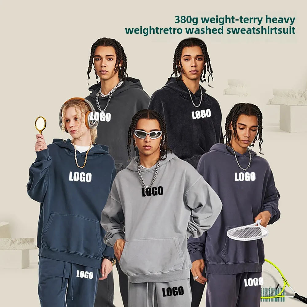 Custom LOGO new 100% cotton heavy 380G washed sweater sweatpants men's and women's hoodies set streetwear hoodies women
Custom LOGO new 100% cotton heavy 380G washed sweater sweatpants men's and women's hoodies set streetwear hoodies women