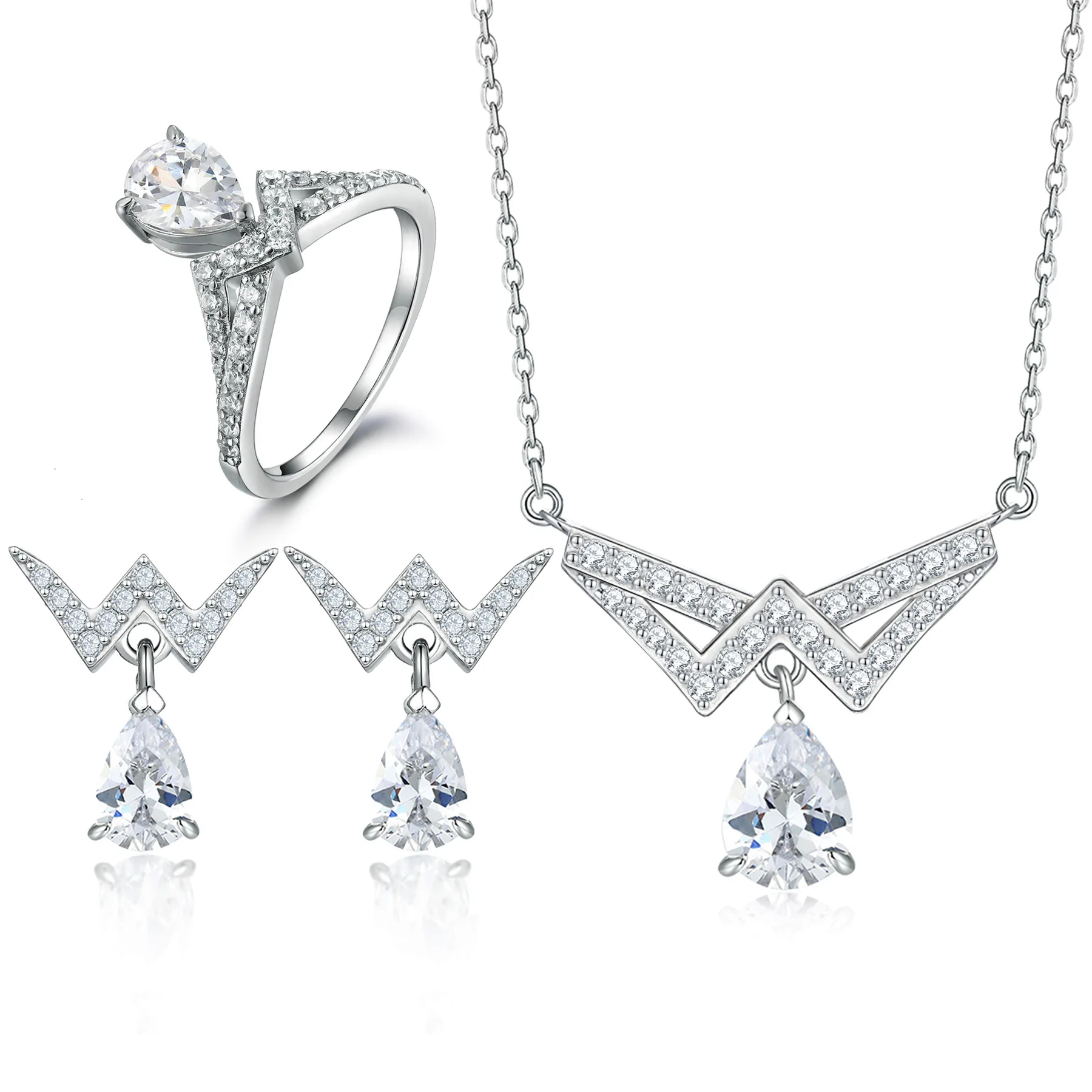European and American s925 pure silver plated 18K gold PT950 platinum crown ring earrings necklace jewelry set three piece set
European and American s925 pure silver plated 18K gold PT950 platinum crown ring earrings necklace jewelry set three piece set