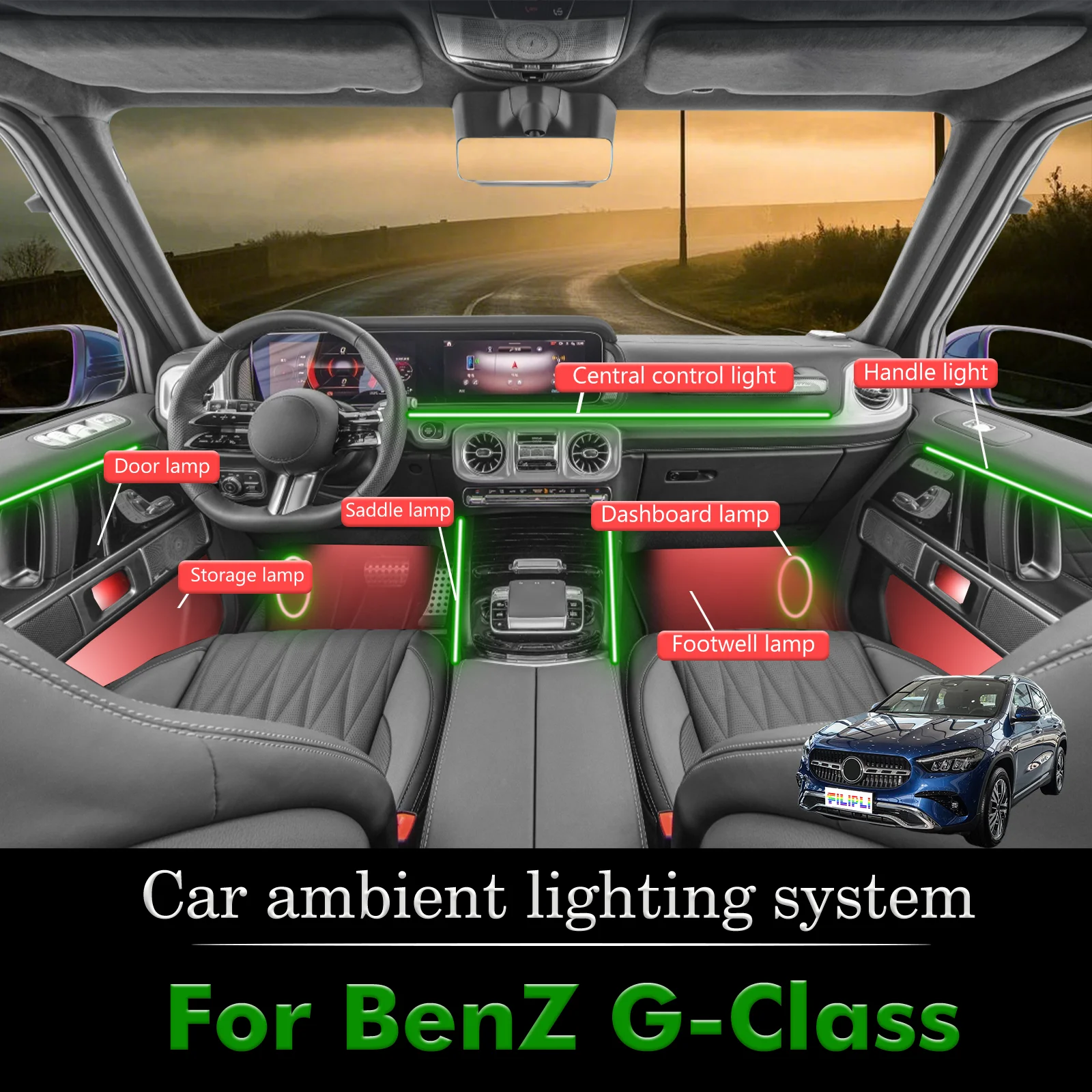 For BenZ G-Class Car Interior Decorative Ambient Light RGB 64-Color LED Smart Remote Control Energy Saving Efficient Set
For BenZ G-Class Car Interior Decorative Ambient Light RGB 64-Color LED Smart Remote Control Energy Saving Efficient Set