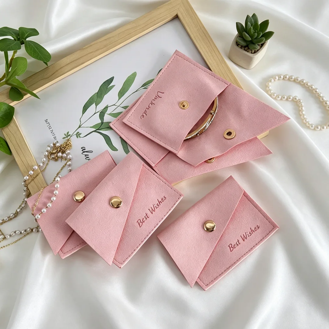 Reusable 8x6cm Faux Suede Jewelry Pouch Bag with Unique Microfiber Envelope Pouch And Button for Ring Eco-Friendly Packaging
Reusable 8x6cm Faux Suede Jewelry Pouch Bag with Unique Microfiber Envelope Pouch And Button for Ring Eco-Friendly Packaging