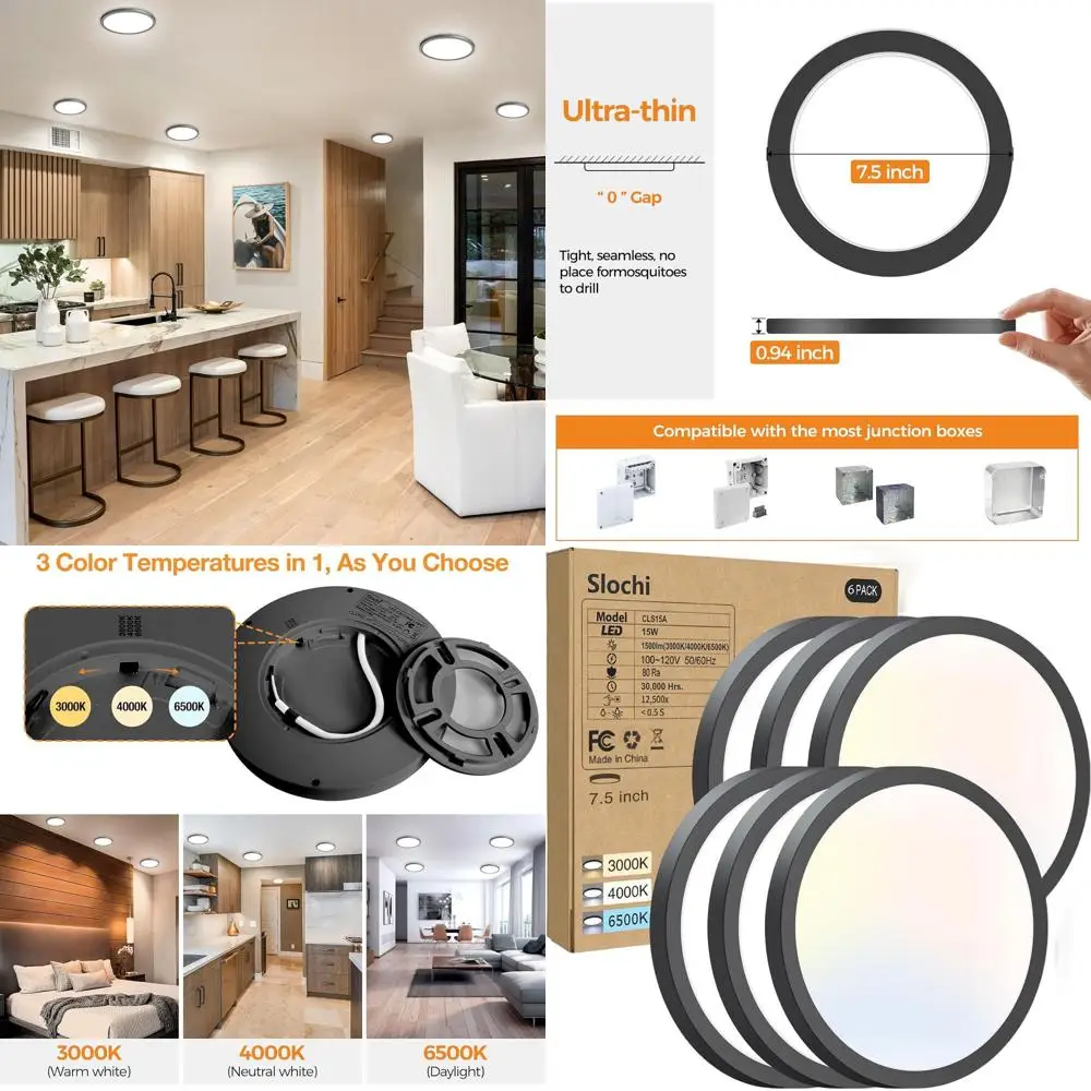 Ultra-Thin 7.5 Round LED Ceiling Light Fixture, 3000K-6500K Color Temperature, Suitable for Bathroom, Hallway, Closet, Laundry,
Ultra-Thin 7.5 Round LED Ceiling Light Fixture, 3000K-6500K Color Temperature, Suitable for Bathroom, Hallway, Closet, Laundry,