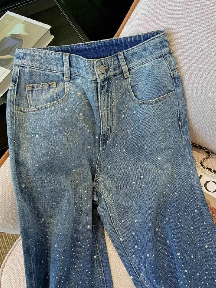 New Fashion High Street Diamond Hot Rolled Women's Straight Casual Pants Korean Retro High Waist Female Wide Leg Jeans Autumn
New Fashion High Street Diamond Hot Rolled Women's Straight Casual Pants Korean Retro High Waist Female Wide Leg Jeans Autumn