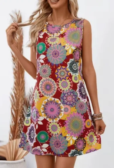 Women's Dress Summer New Elegant Daily Casual Style Color Blocked Flower Print Round Neck Waist Slimming A-Line Sleeveless Dress
Women's Dress Summer New Elegant Daily Casual Style Color Blocked Flower Print Round Neck Waist Slimming A-Line Sleeveless Dress