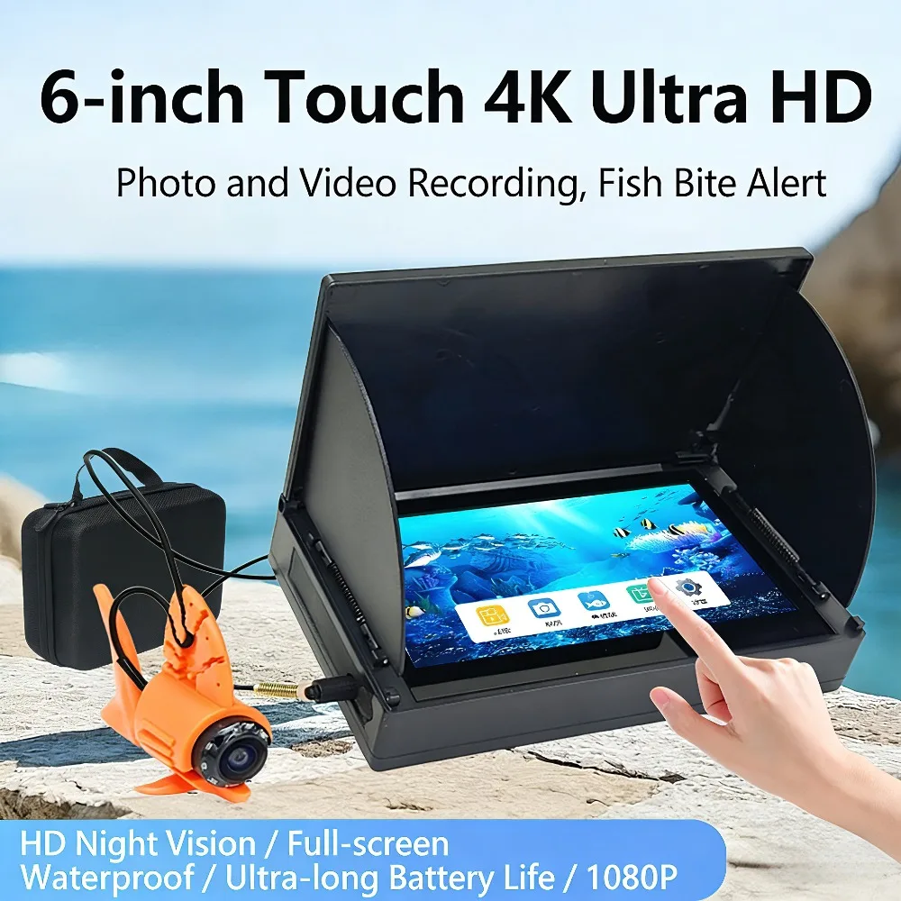 6" 4K Touch Screen Underwater Fish Finder 220° 1080P Fishing Camera IR Night Vision Monitor Ice Fishing Sport Video Camera
6" 4K Touch Screen Underwater Fish Finder 220° 1080P Fishing Camera IR Night Vision Monitor Ice Fishing Sport Video Camera