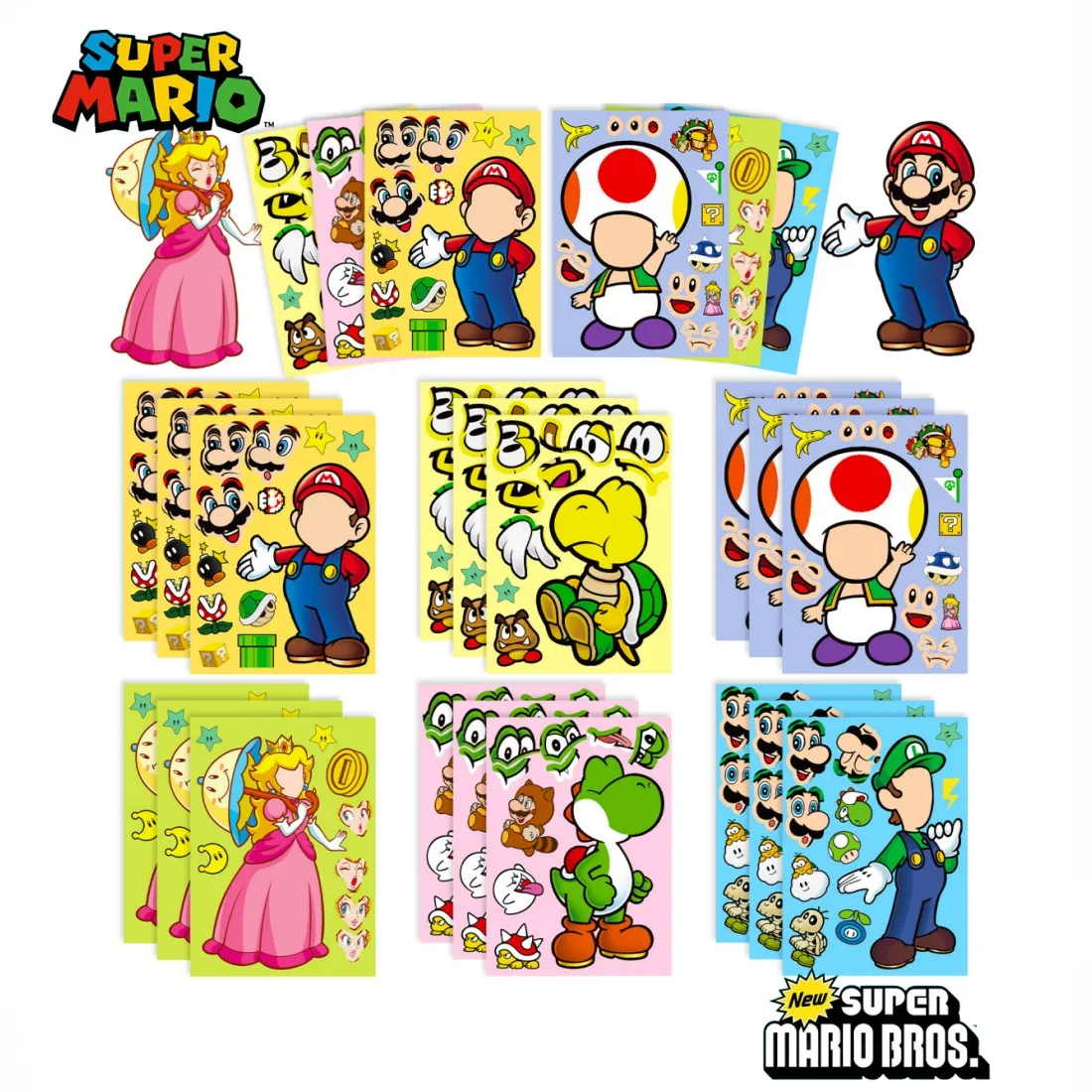 6 Pcs Set Super Mario Cute Cartoon Face Change DIY Puzzle Stickers Funny Anime Figures Parent-Child Interactive Stickers Toys
6 Pcs Set Super Mario Cute Cartoon Face Change DIY Puzzle Stickers Funny Anime Figures Parent-Child Interactive Stickers Toys