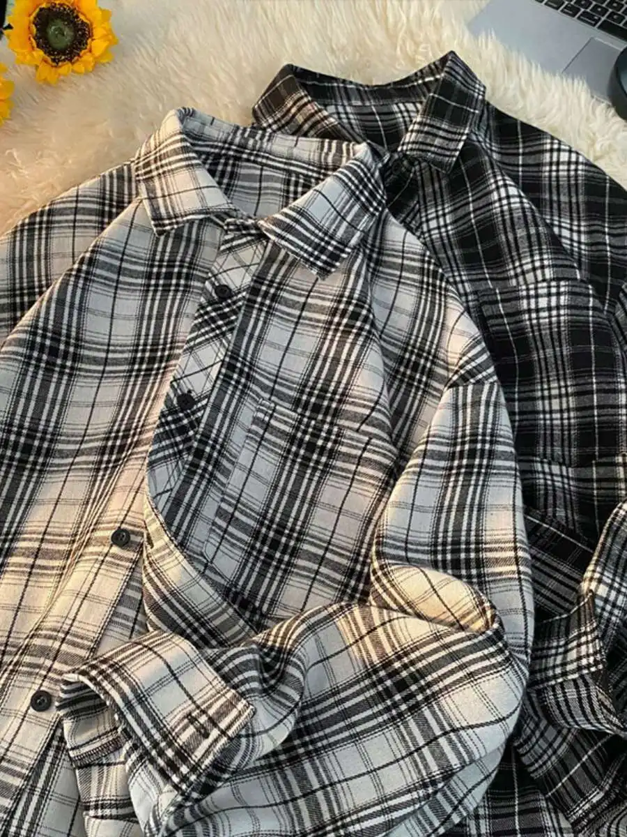 Retro Men's Long Sleeve Shirt Casual Checkered Collar up Shirt Inner Wear Outerwear Spring Autumn Loose Fit Fashionable
Retro Men's Long Sleeve Shirt Casual Checkered Collar up Shirt Inner Wear Outerwear Spring Autumn Loose Fit Fashionable