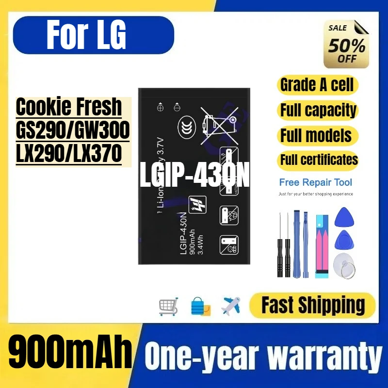 LGIP-430N for LG Cookie Fresh GS290/GW300/LX290/LX370 Phone Battery High Quality High Capacity Replacement Bateria with Tools
LGIP-430N for LG Cookie Fresh GS290/GW300/LX290/LX370 Phone Battery High Quality High Capacity Replacement Bateria with Tools