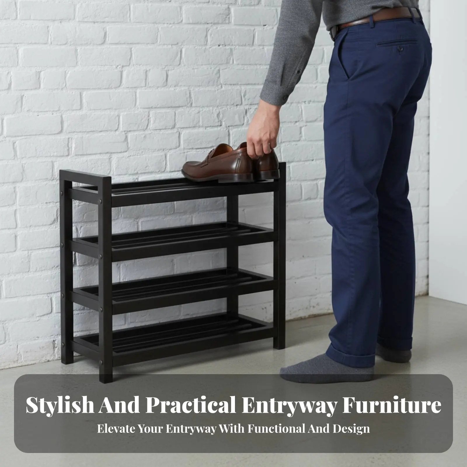 Padded Shoe Changing Stool Space-Saving Design Padded Shoe Rack with Seat Sturdy Metal Frame Soft Comfortable Padding for Closet