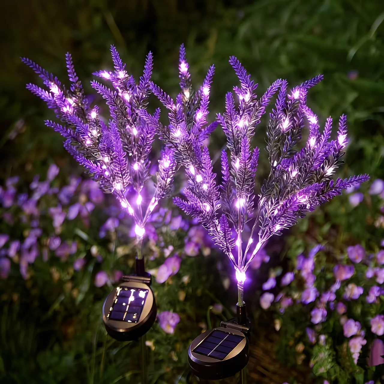 Solar powered lavender purple plant flower lights with outdoor garden atmosphere can be used as decorative lights for gardens
Solar powered lavender purple plant flower lights with outdoor garden atmosphere can be used as decorative lights for gardens