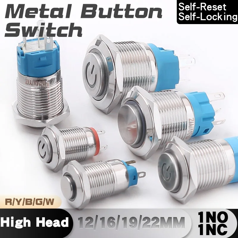 12/16/19/22mm Metal Push Button Switch 5Pin With Light Self-Lock Self-Reset Waterproof High Head Car Engine Power Switch 1NO1NC
12/16/19/22mm Metal Push Button Switch 5Pin With Light Self-Lock Self-Reset Waterproof High Head Car Engine Power Switch 1NO1NC
