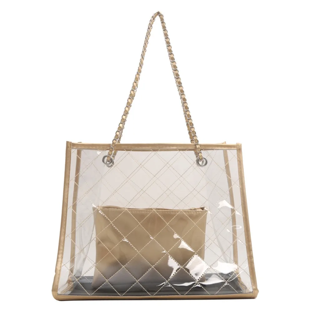 Large Capacity Transparent Shoulder Bag Korean Style Summer Waterproof Composite Bag Underarm Bag Storage Beach Portable Tote
Large Capacity Transparent Shoulder Bag Korean Style Summer Waterproof Composite Bag Underarm Bag Storage Beach Portable Tote