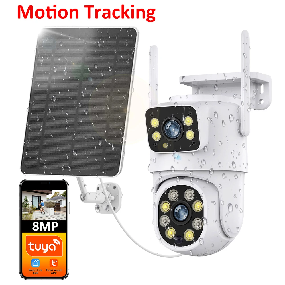 Tuya Smart 4MP+4MP 8MP Dual Lens Battery Solar WiFi Dual Screen Human Motion Tracking Outdoor Security Surveillance FHD Camera
Tuya Smart 4MP+4MP 8MP Dual Lens Battery Solar WiFi Dual Screen Human Motion Tracking Outdoor Security Surveillance FHD Camera