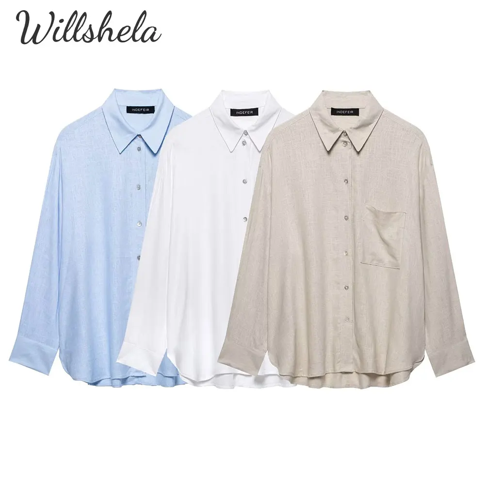 Willshela Women Fashion Linen Loose Shirt Lapel Collar Long Sleeves Female Chic Lady Casual Tops Blouse
Willshela Women Fashion Linen Loose Shirt Lapel Collar Long Sleeves Female Chic Lady Casual Tops Blouse