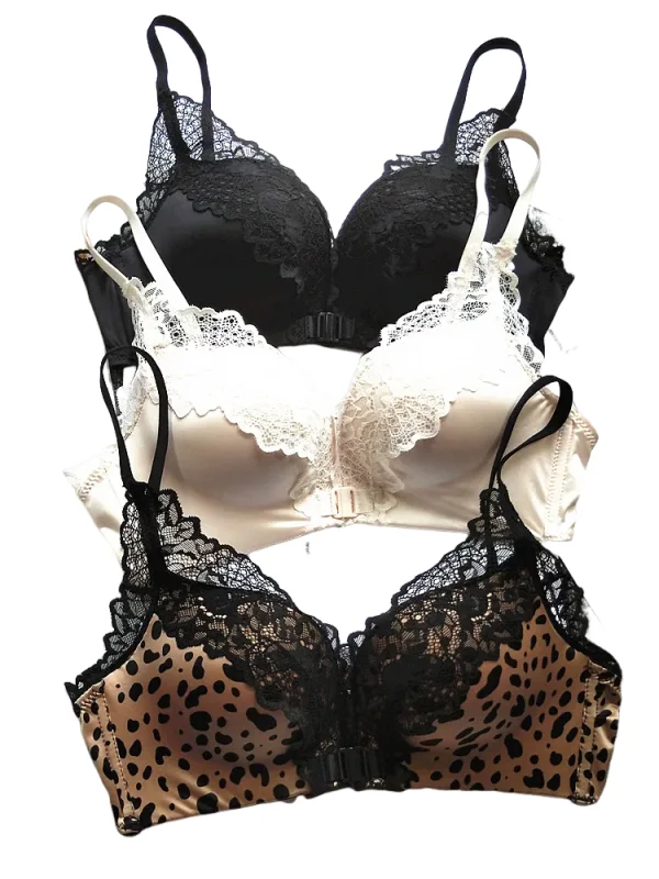 KUCLUTFront Closure Bralette Panty Set Women Push-Up Enhancer Small Chest Wireless Leopard Trim Adjustable Straps Girly Allure
KUCLUTFront Closure Bralette Panty Set Women Push-Up Enhancer Small Chest Wireless Leopard Trim Adjustable Straps Girly Allure
