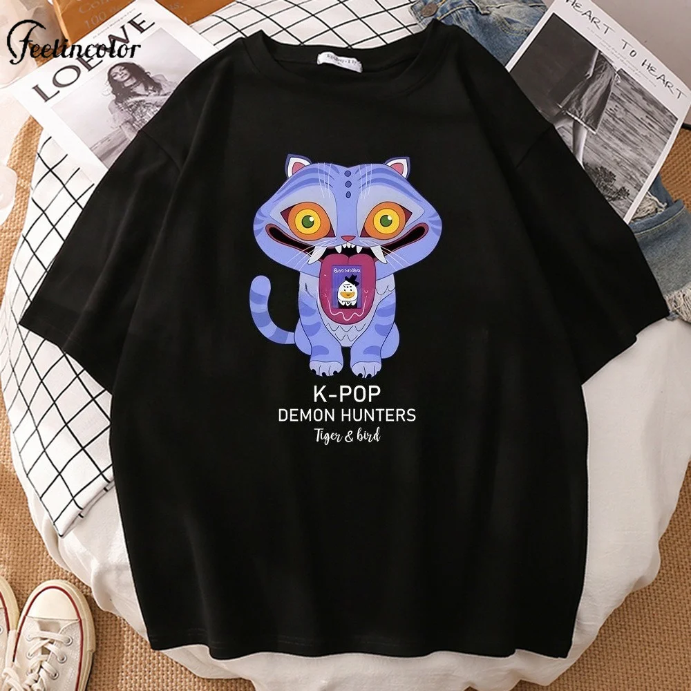 Oversized Black Kpop Demon Hunters Cartoon Tiger Cat Print T-Shirt Unisex Short Sleeve Streetwear Anime Printed Top Harajuku
Oversized Black Kpop Demon Hunters Cartoon Tiger Cat Print T-Shirt Unisex Short Sleeve Streetwear Anime Printed Top Harajuku