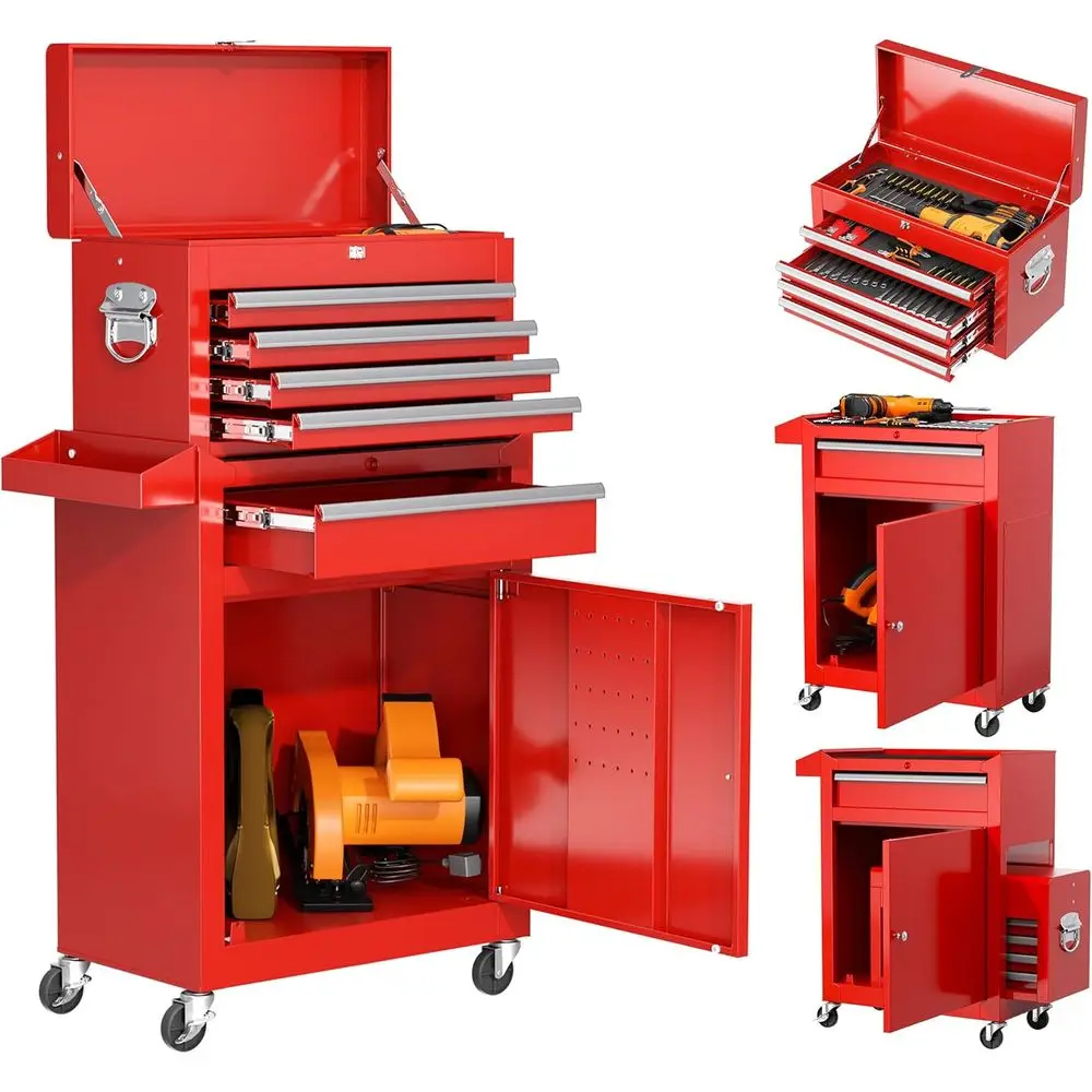 Portable Rolling Tool Chest with Detachable Top, Lockable Wheels, Metal Cart for Workshop, Garage, or Barbershop, Red
Portable Rolling Tool Chest with Detachable Top, Lockable Wheels, Metal Cart for Workshop, Garage, or Barbershop, Red