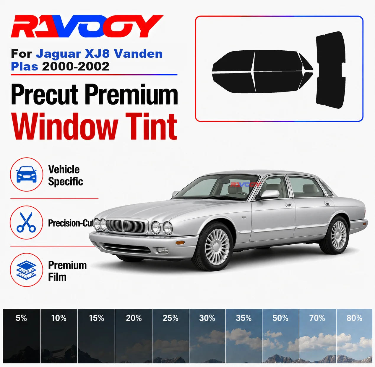 Premium Precut Window Tint Kit Front Windows Rear Windows Rear Windshield For Jaguar XJ8 Vanden Plas 2000-2002 Nano Ceramic Film
Premium Precut Window Tint Kit Front Windows Rear Windows Rear Windshield For Jaguar XJ8 Vanden Plas 2000-2002 Nano Ceramic Film