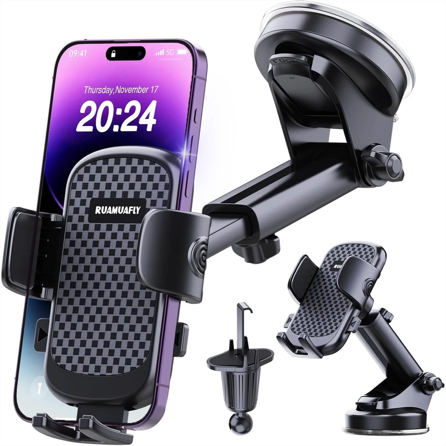 Car Phone Holder with Strong Suction & Clip for Dashboard Windshield Vent, Cell Phone Mount for iPhone 17 16 15 14 13 12 Samsung
Car Phone Holder with Strong Suction & Clip for Dashboard Windshield Vent, Cell Phone Mount for iPhone 17 16 15 14 13 12 Samsung