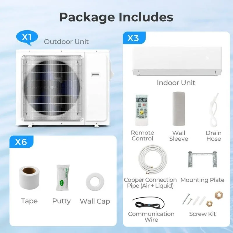 UltrEco Series 24000 BTU 3 Zone 23 SEER2 Mini Split Air Conditioner Wifi Enabled with Heat Pump-7K + 9K + 12K
UltrEco Series 24000 BTU 3 Zone 23 SEER2 Mini Split Air Conditioner Wifi Enabled with Heat Pump-7K + 9K + 12K