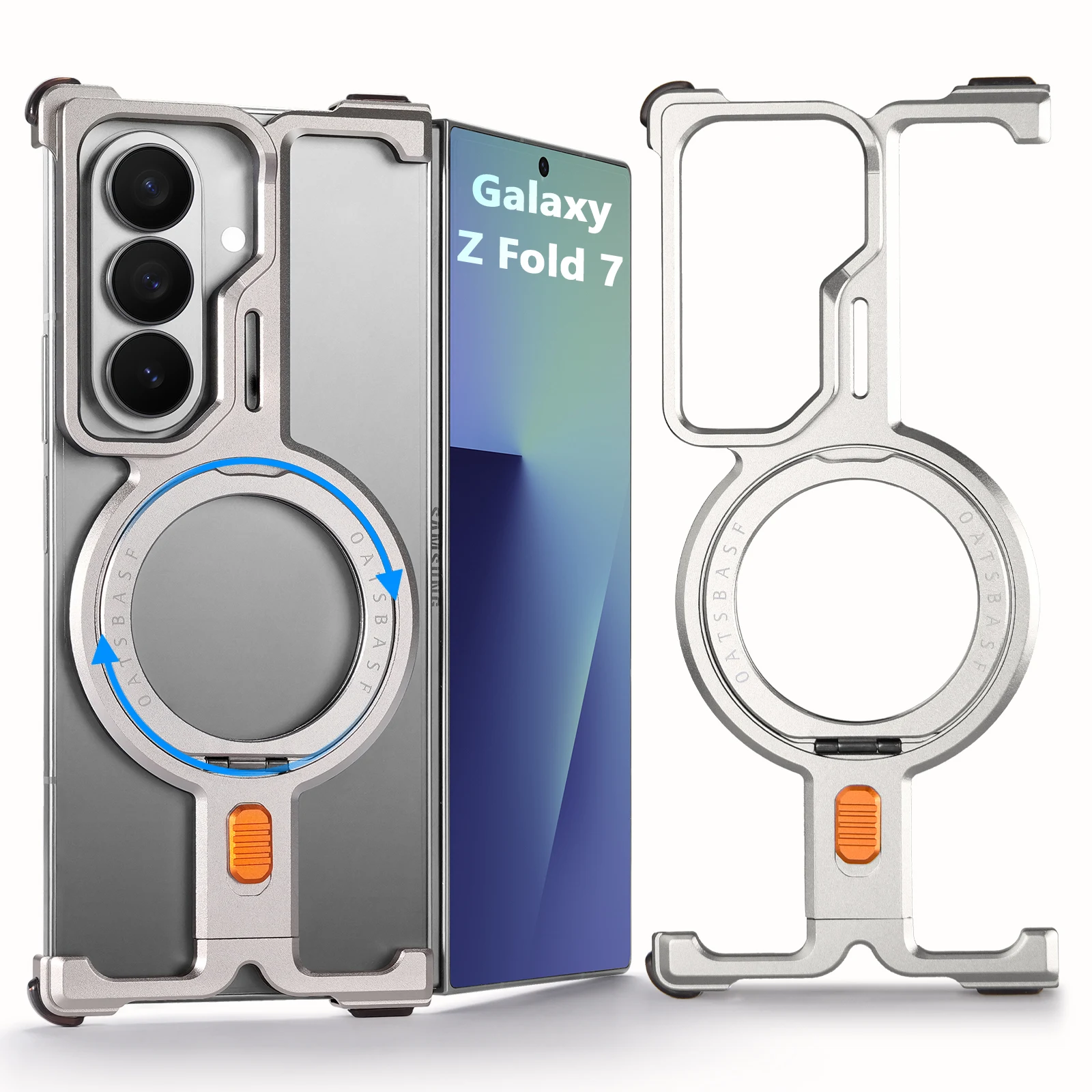 Oatsbasf Metal Magnetic Phone Case for Samsung Galaxy Z Fold 7 with 360°Rotation Stand Wireless Charging Frameless Bumper Cover
Oatsbasf Metal Magnetic Phone Case for Samsung Galaxy Z Fold 7 with 360°Rotation Stand Wireless Charging Frameless Bumper Cover