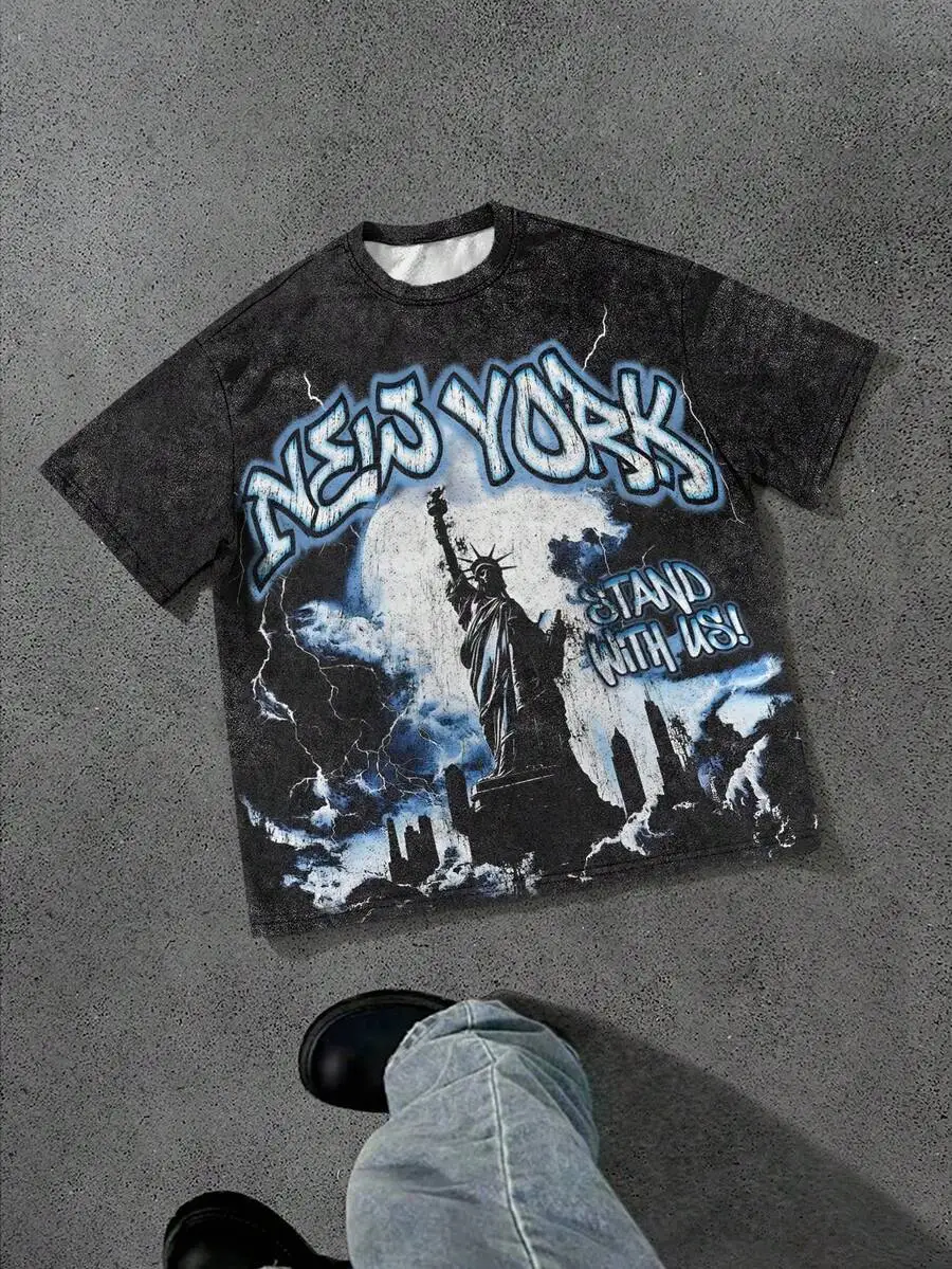 Men's Loose Fit Distressed Graphic Print Short Sleeve T-Shirt
Men's Loose Fit Distressed Graphic Print Short Sleeve T-Shirt