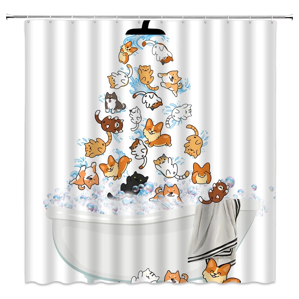 Cute Cartoon Cats Shower Curtain, Kawaii Animal Art Design for Kids' Bathroom Decor, Waterproof Fabric
Cute Cartoon Cats Shower Curtain, Kawaii Animal Art Design for Kids' Bathroom Decor, Waterproof Fabric