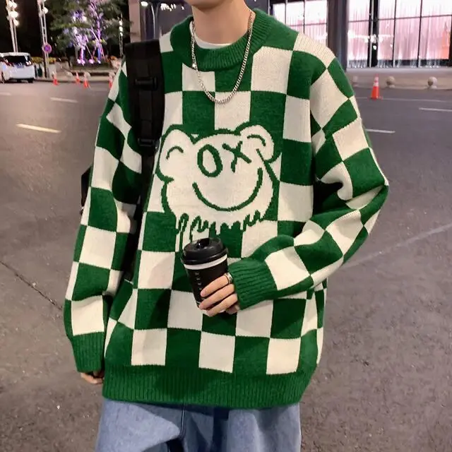 Checkerboard plaid round neck sweater men loose lazy style versatile knitwear jacket personalized fashionable pullover sweater
Checkerboard plaid round neck sweater men loose lazy style versatile knitwear jacket personalized fashionable pullover sweater
